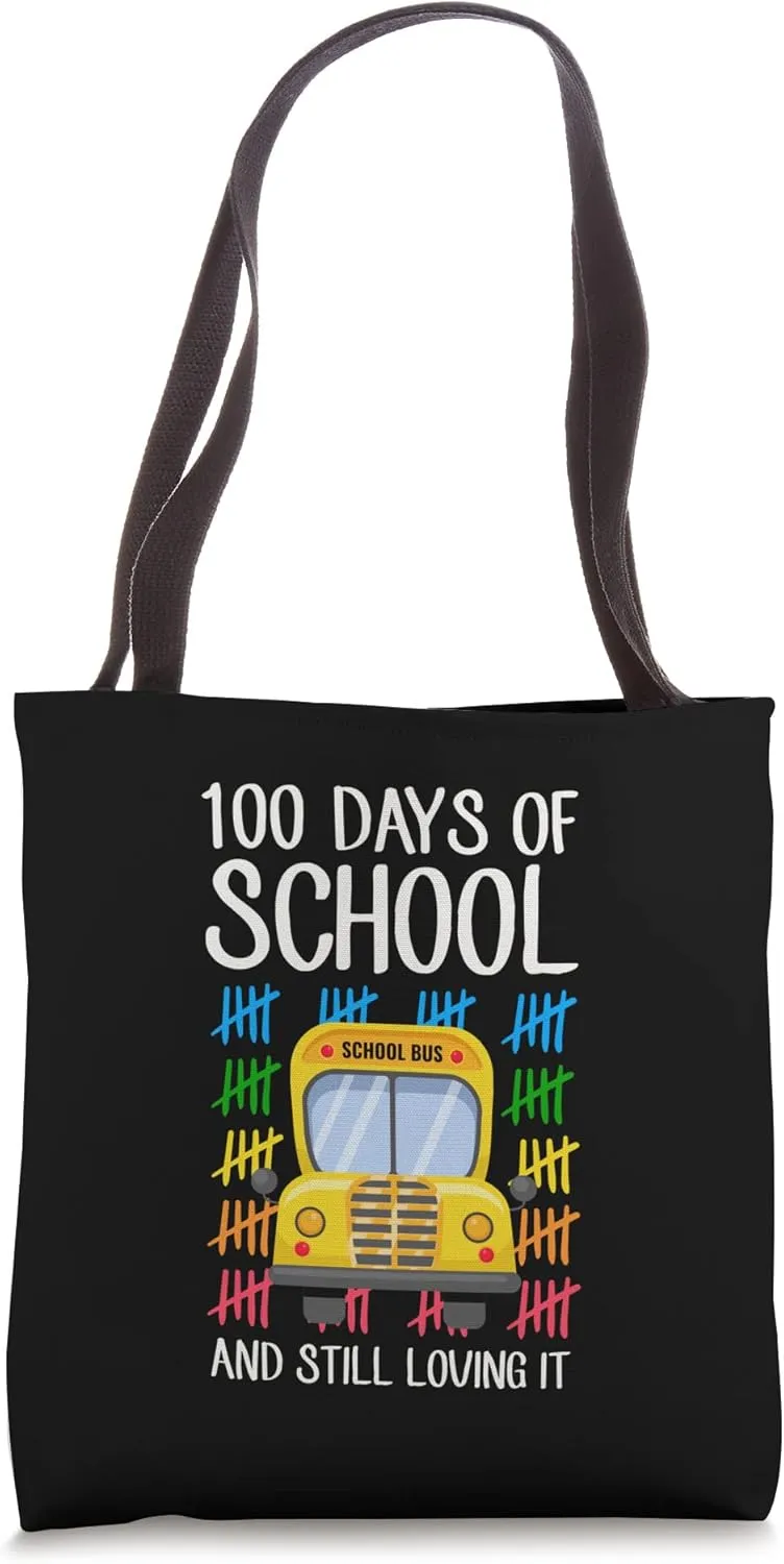 100 Days Of School And Still Loving It School Bus Tallies Tote Bag