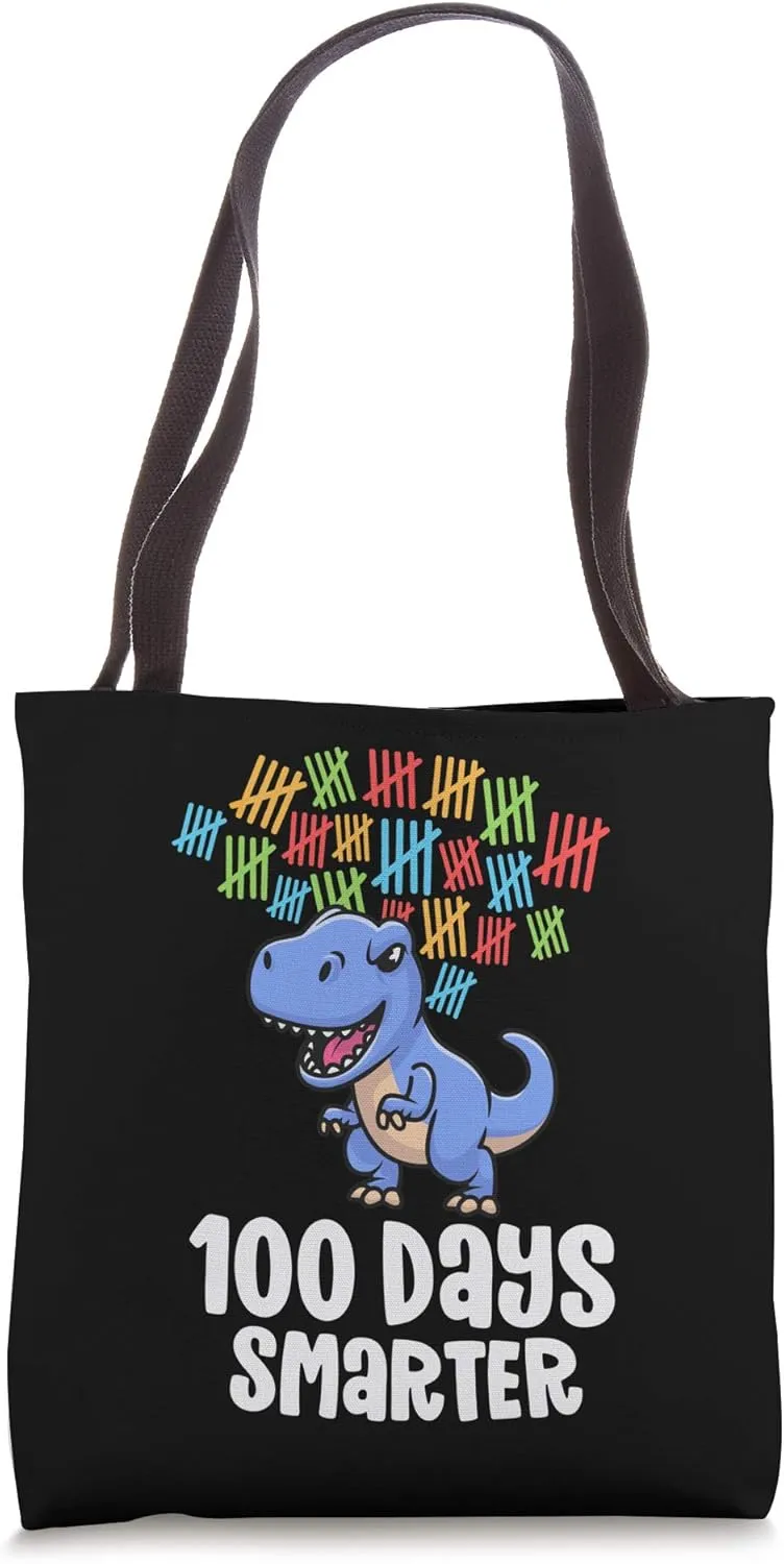 100 Days of School Shirt Boy T-Rex 100th Counting Tally Tote Bag