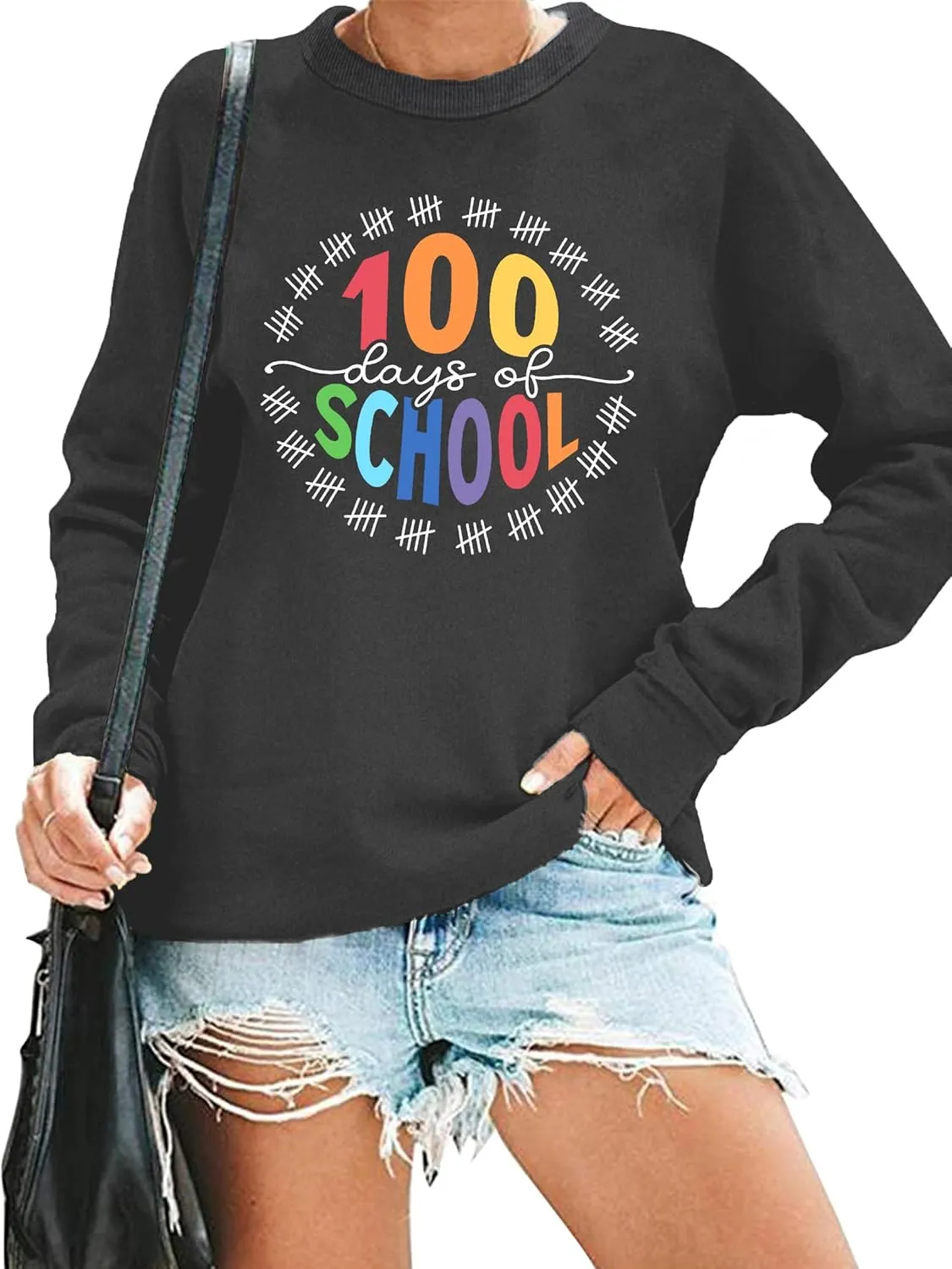 100 Days of School Sweatshirt : Women Teacher Shirts Hearts 100th Day Tee Shirt School Days Pullover Tops
