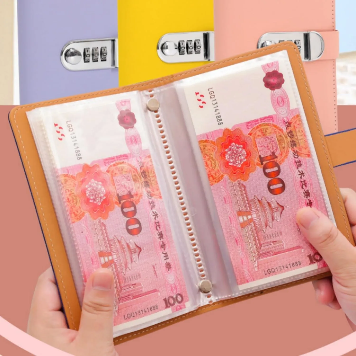 100 Envelope Challenge Binder,Savings Challenges Book with Envelopes,Envelopes Money Saving Challenge Savings Binder Successfully Reach Your Savings Goals (Pink B)