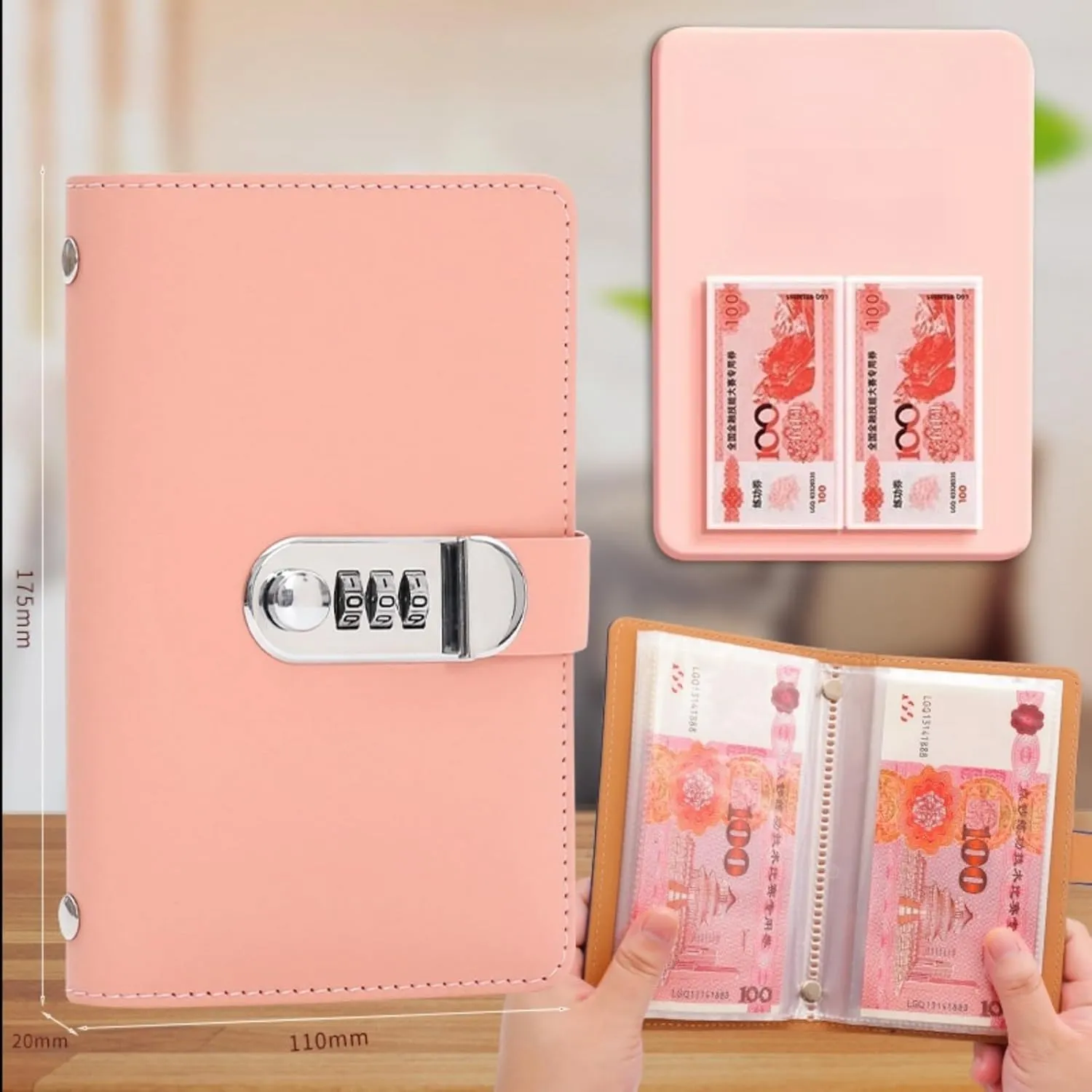 100 Envelope Challenge Binder,Savings Challenges Book with Envelopes,Envelopes Money Saving Challenge Savings Binder Successfully Reach Your Savings Goals (Pink B)