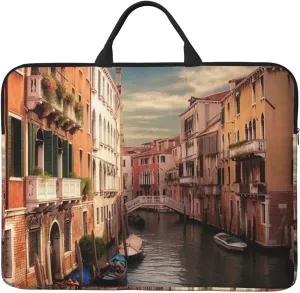 14 Inch Laptop Sleeve Case Waterproof Lightweight Laptop Case Bag Beautiful Venice Canal View Travel Laptop BagsWith Handle Briefcase Messenger Bag For Women Men