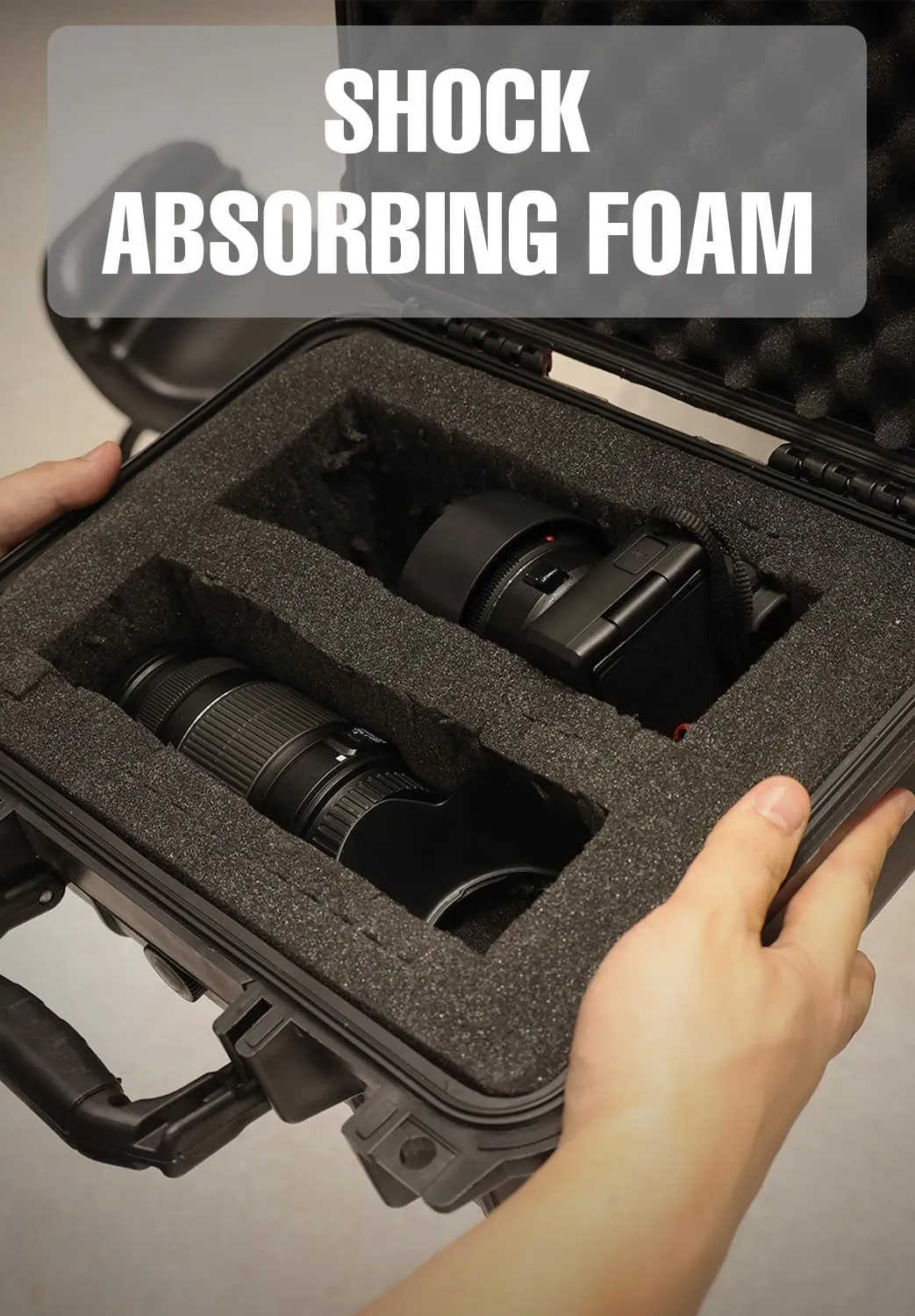 14x 11.5x 6 Inch Hard Case, Portable Weather Waterproof Protective Camera Case with Customizable Foam, Fit Use of Drones, Camera, Equipments, Black，upgraded