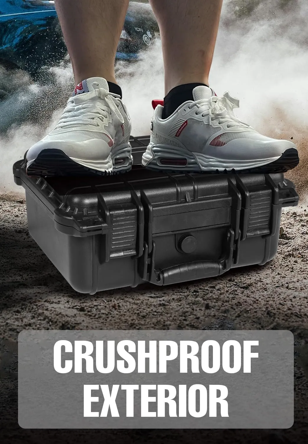 14x 11.5x 6 Inch Hard Case, Portable Weather Waterproof Protective Camera Case with Customizable Foam, Fit Use of Drones, Camera, Equipments, Black，upgraded