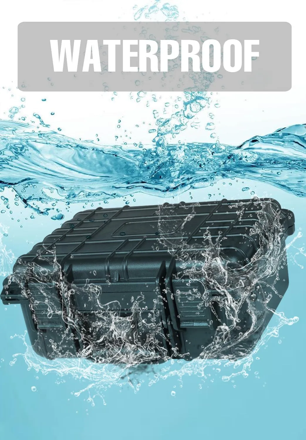 14x 11.5x 6 Inch Hard Case, Portable Weather Waterproof Protective Camera Case with Customizable Foam, Fit Use of Drones, Camera, Equipments, Black，upgraded