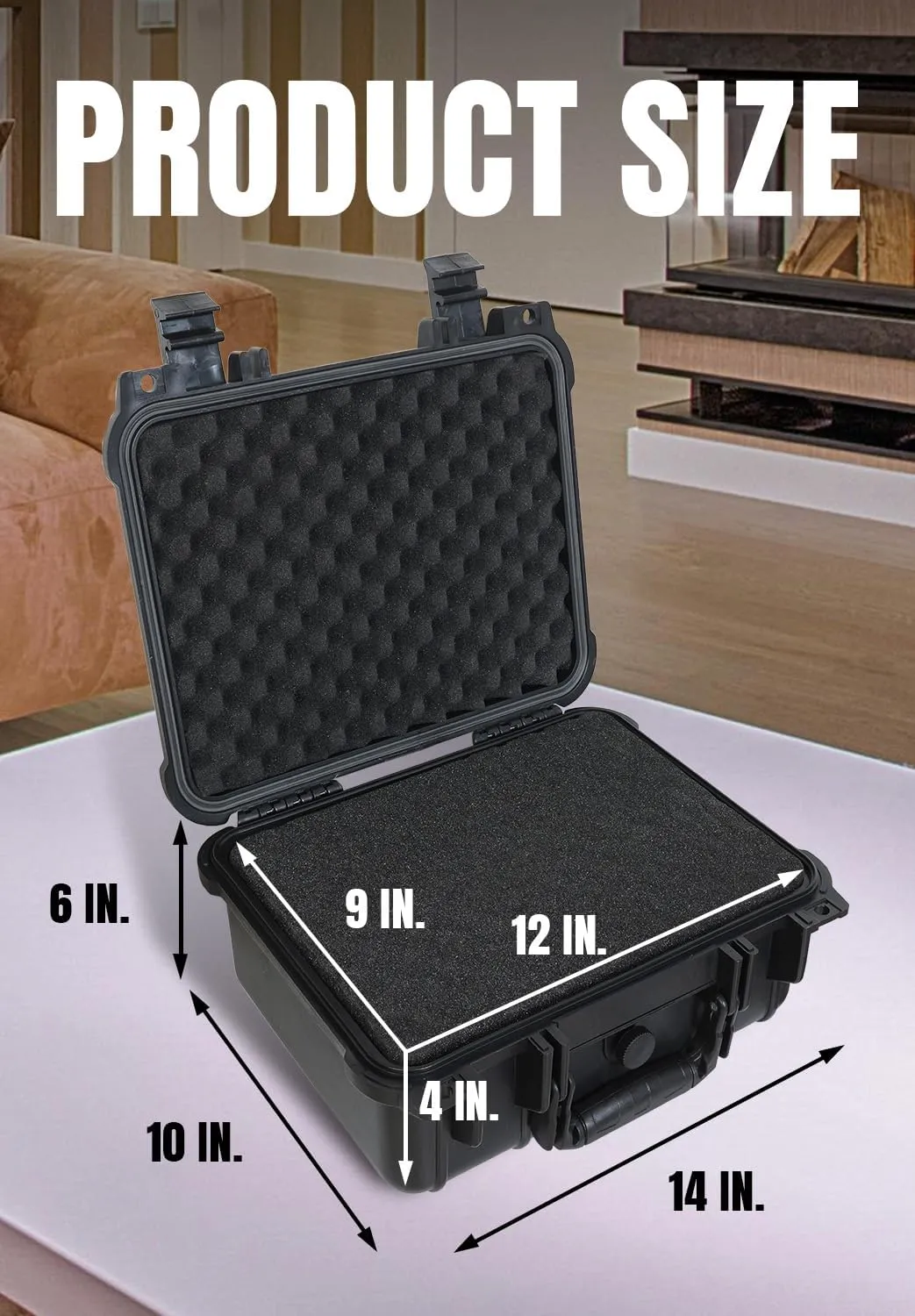 14x 11.5x 6 Inch Hard Case, Portable Weather Waterproof Protective Camera Case with Customizable Foam, Fit Use of Drones, Camera, Equipments, Black，upgraded