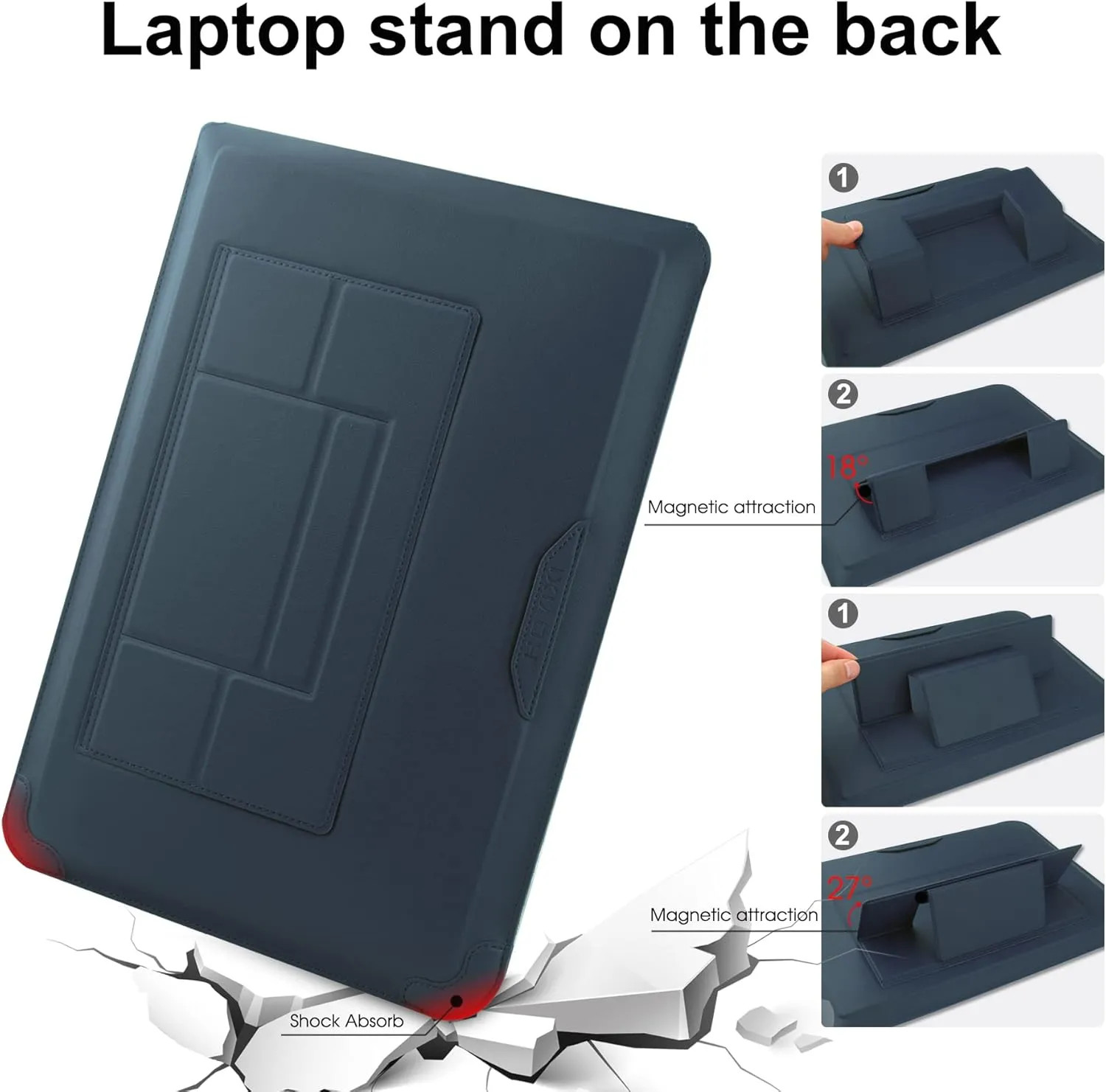 15 16 Inch Laptop Sleeve Case Leather Bag for MacBook Pro 16 2021 & 2019/ASUS Vivobook 15/Huawei MateBook D15/HP 15.6" PC/MacBook Pro 15/Surface Laptop 3/Dell Inspiron 15/IdeaPad, Navy