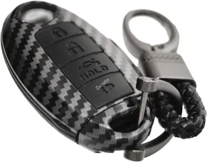2-Layers Hybrid Carbon Key Fob Cover Case Protector for Nissan Titan Frontier SL Pro-4X Armada Rogue Maxima Altima Sentra Patrol Pathfinder GTR Z Performance
