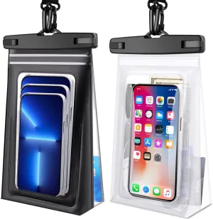 2 Pack Waterproof Pouch Floating with Sealing Strip, 9'' Large Cell Phone Dry Protector Case for iPhone 15 14 13 12 11 Pro Max Plus Samsung Galaxy, Water Proof Bag Holder for Beach Swimming