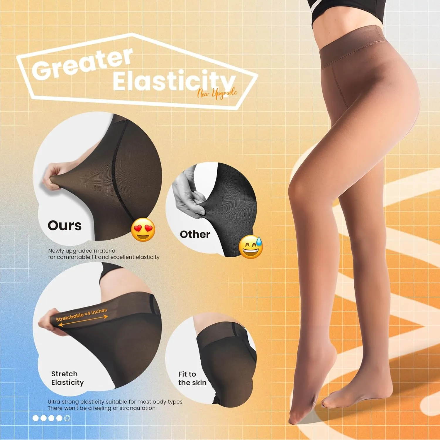2 Pairs Women Fleece Lined Tights-Fake Translucent Leggings High Waist Pantyhose Sheer Thick Warm Tights For Women