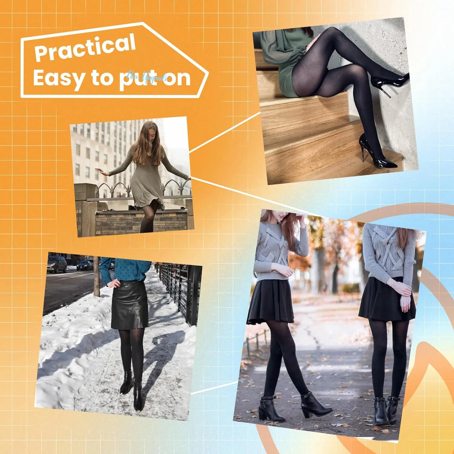 2 Pairs Women Fleece Lined Tights-Fake Translucent Leggings High Waist Pantyhose Sheer Thick Warm Tights For Women
