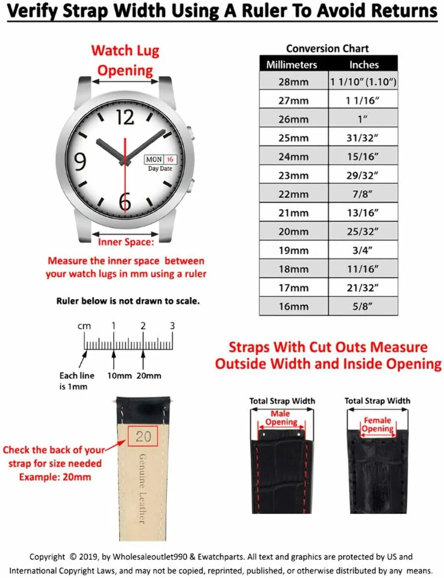 20mm Leather Watch Band Strap Compatible with All Rolex Daytona Models   Steel Buckle