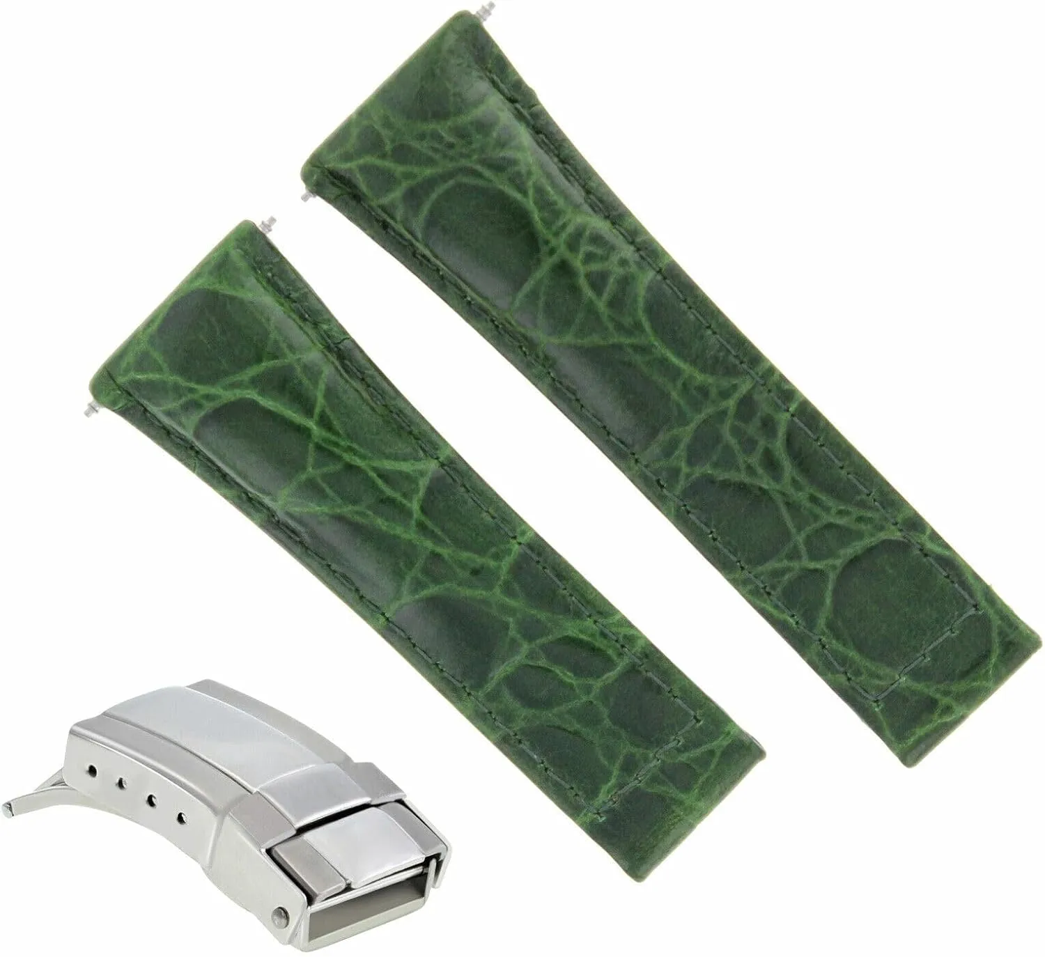 20mm Leather Watch Band Strap Compatible with All Rolex Daytona Models   Steel Buckle