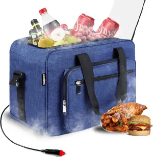 26 Quarts 12 Volt Portable Iceless Car Electric Cooler Bag USB 25L Cool and Heat Plug in Heavy-Duty Car Fridge Bulk Corporate Gifts Mini Cooler Warmer All-Season Trucker Fridge for Long-Haul Drivers