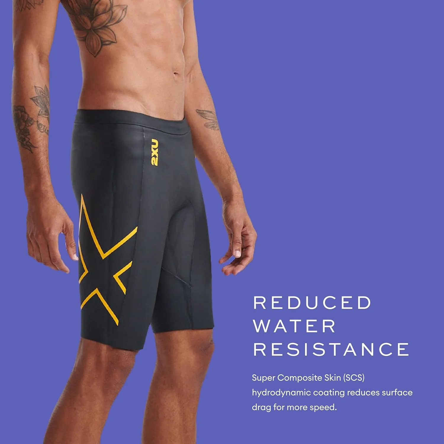 2XU - Propel Buoyancy Short - Rubber Nylon Material for Swimming - Black