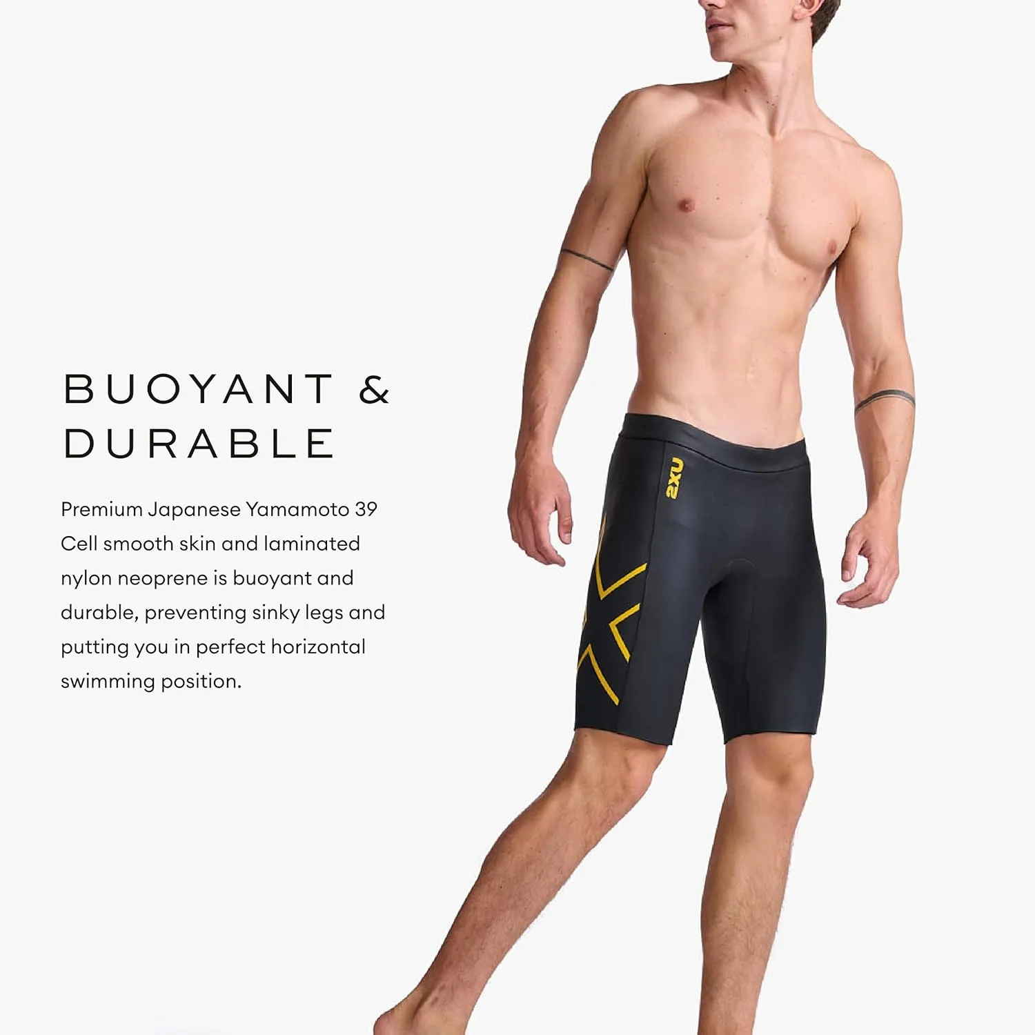 2XU - Propel Buoyancy Short - Rubber Nylon Material for Swimming - Black