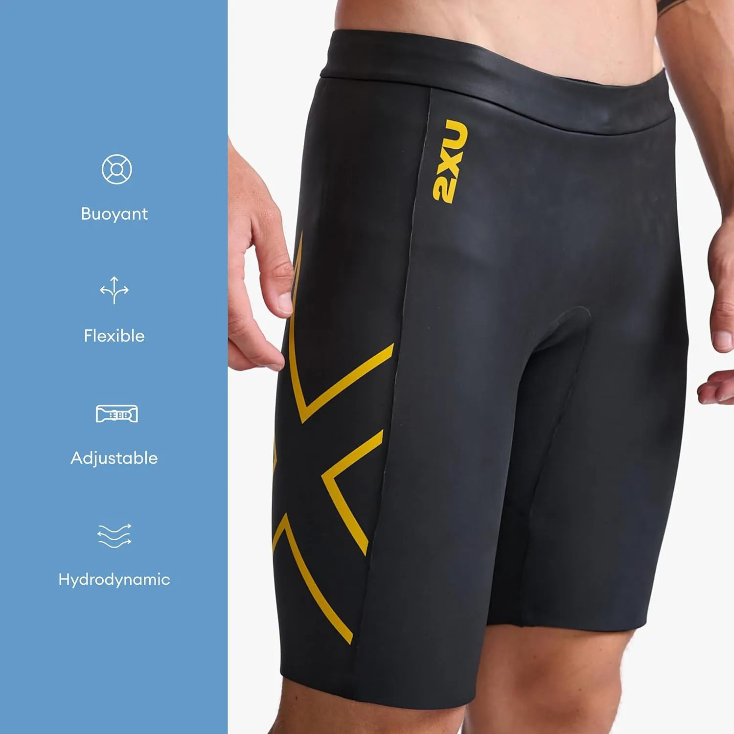 2XU - Propel Buoyancy Short - Rubber Nylon Material for Swimming - Black