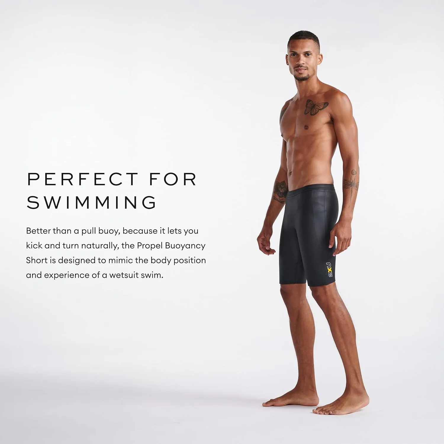 2XU - Propel Buoyancy Short - Rubber Nylon Material for Swimming - Black