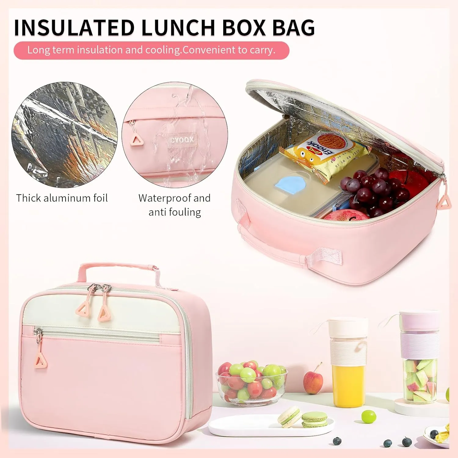 3PCS School Backpack for Girls with Lunch Box Teen Girl Backpack Set Elementary Middle High School Bag Cute Bookbags (Pink 3pcs)
