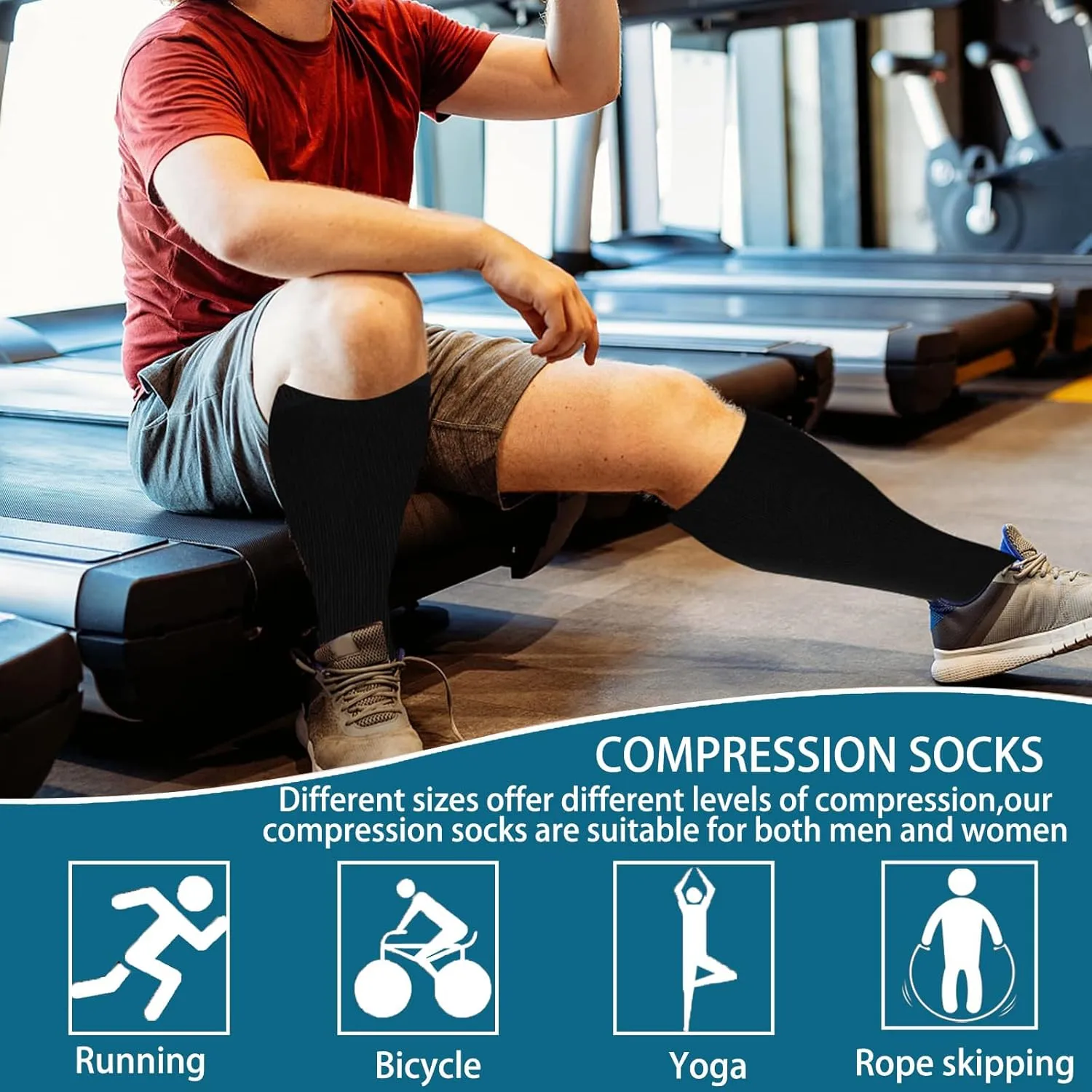 4 Pairs Plus Size Compression Socks for Women and Men 20-30 mmHg, Wide Calf Stockings Best Support for Circulation, Running