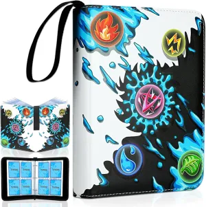 4 Pocket Card Binder for Cards, Double-Sided Card Collection Binder Album Book Case, Trading Card Binder Holder Fits 400 Cards with 50 Removable Sleeves, Toys Gift For Boys Girls Aged 4-16