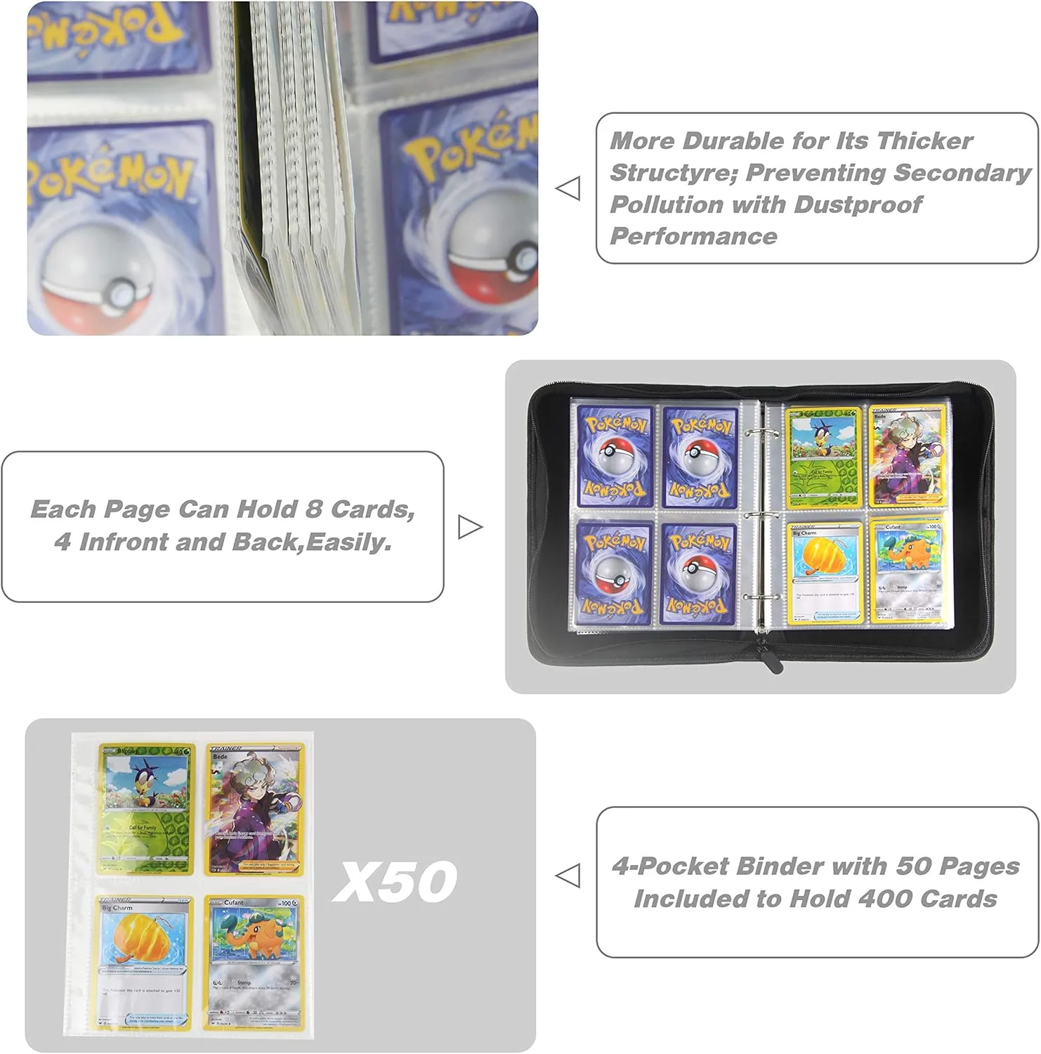 400 Pockets TONESPAC Card Binder Carrying Holder Compatible with Trading Cards Binder, Coupon Organizer Baseball Card Sleeves, Sports Cards (Orange)