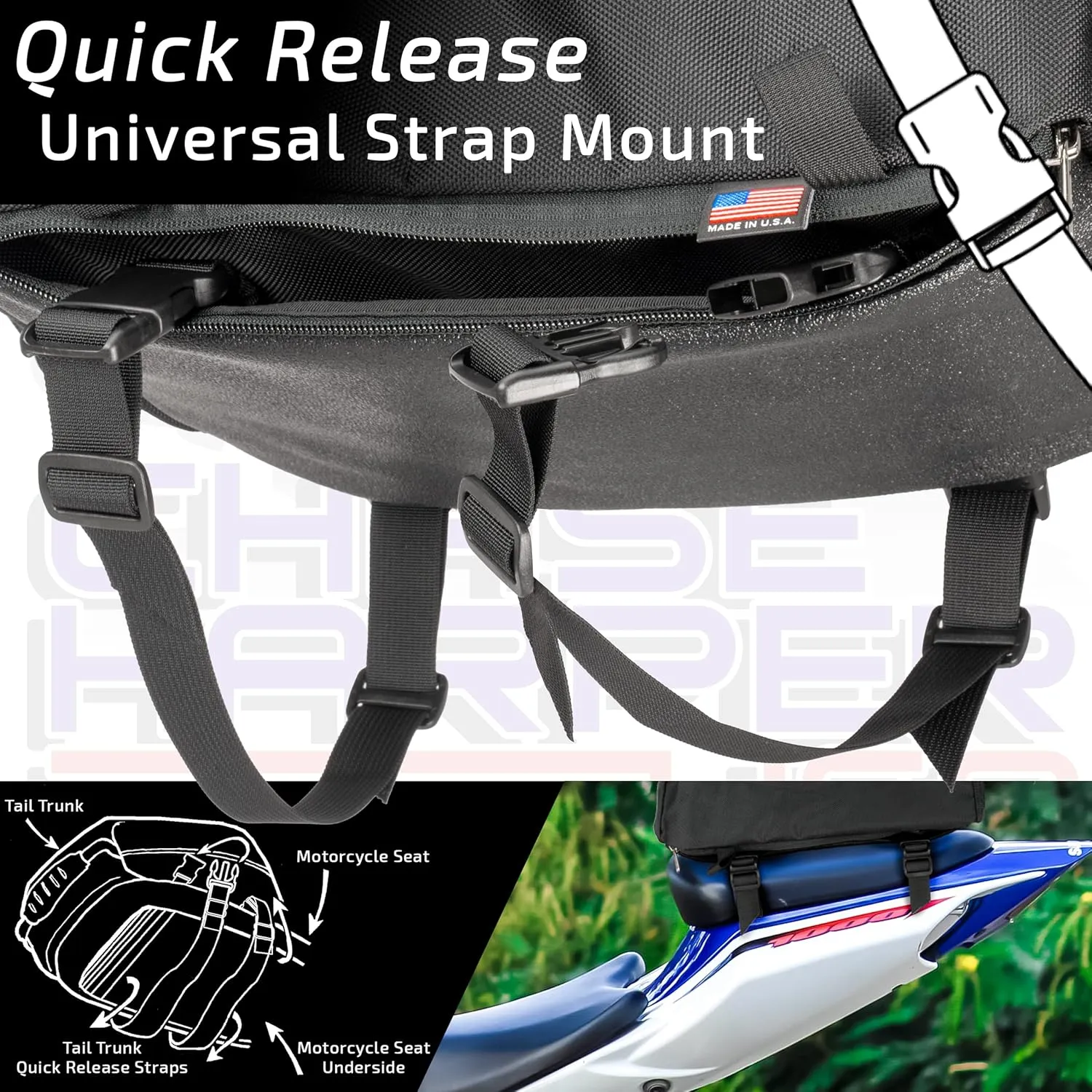 4200 Hideaway Tail Trunk - Water-Resistant, Tear-Resistant, Industrial Grade Ballistic Nylon with Adjustable Strap Mounting System for Universal Fit - Blue