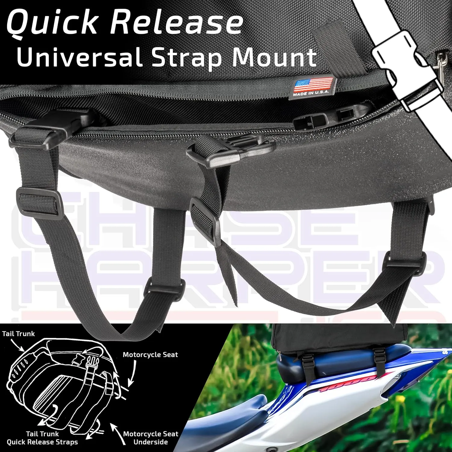 4502 RipStream Tail Trunk - Water-Resistant, Tear-Resistant, Industrial Grade Ballistic Nylon with Adjustable Strap Mounting System for Universal Fit