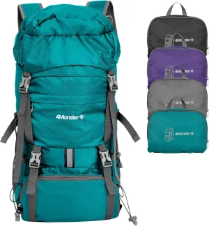 4Monster Portable Hiking Backpack,Lightweight Packable Hiking Daypack,Water Resistant Carry on Backpack for Travel Camping Outdoor (32L, Green)