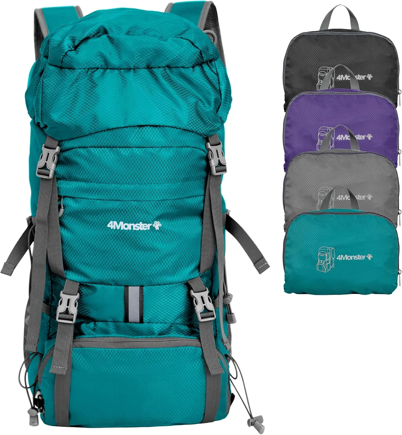 4Monster Portable Hiking Backpack,Lightweight Packable Hiking Daypack,Water Resistant Carry on Backpack for Travel Camping Outdoor (32L, Green)