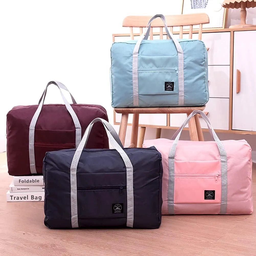 4PCS Foldable Travel Duffel Bag Tote Carry on Luggage Bag Spirit Airlines Personal item Sports Gym Bag Water Resistant Weekender Overnight Bags for Women and Men (Mix Colors)
