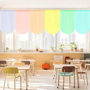 6Pcs Classroom Curtains Pastel Pop Back to School Curtain Colorful Candy Rainbow Curtains for First Day of School Classroom Supplies Kindergarten Daycare Primary Bedroom Decor 36" x 24"