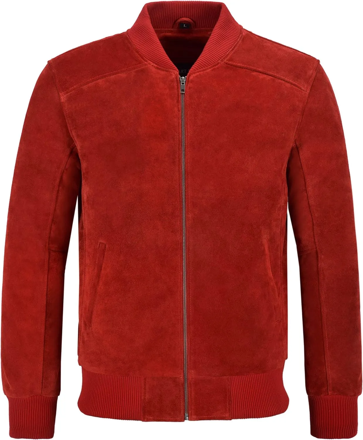 70's Mens Real Leather Jacket Red Suede Retro Bomber Classic Biker Style 275-P