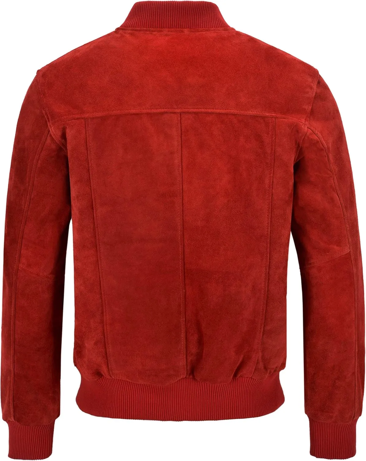 70's Mens Real Leather Jacket Red Suede Retro Bomber Classic Biker Style 275-P