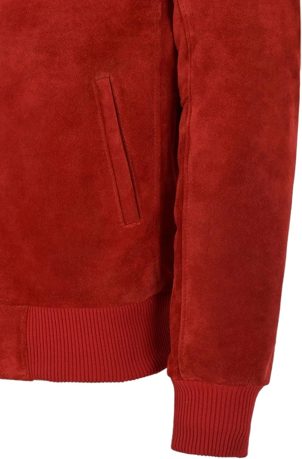 70's Mens Real Leather Jacket Red Suede Retro Bomber Classic Biker Style 275-P
