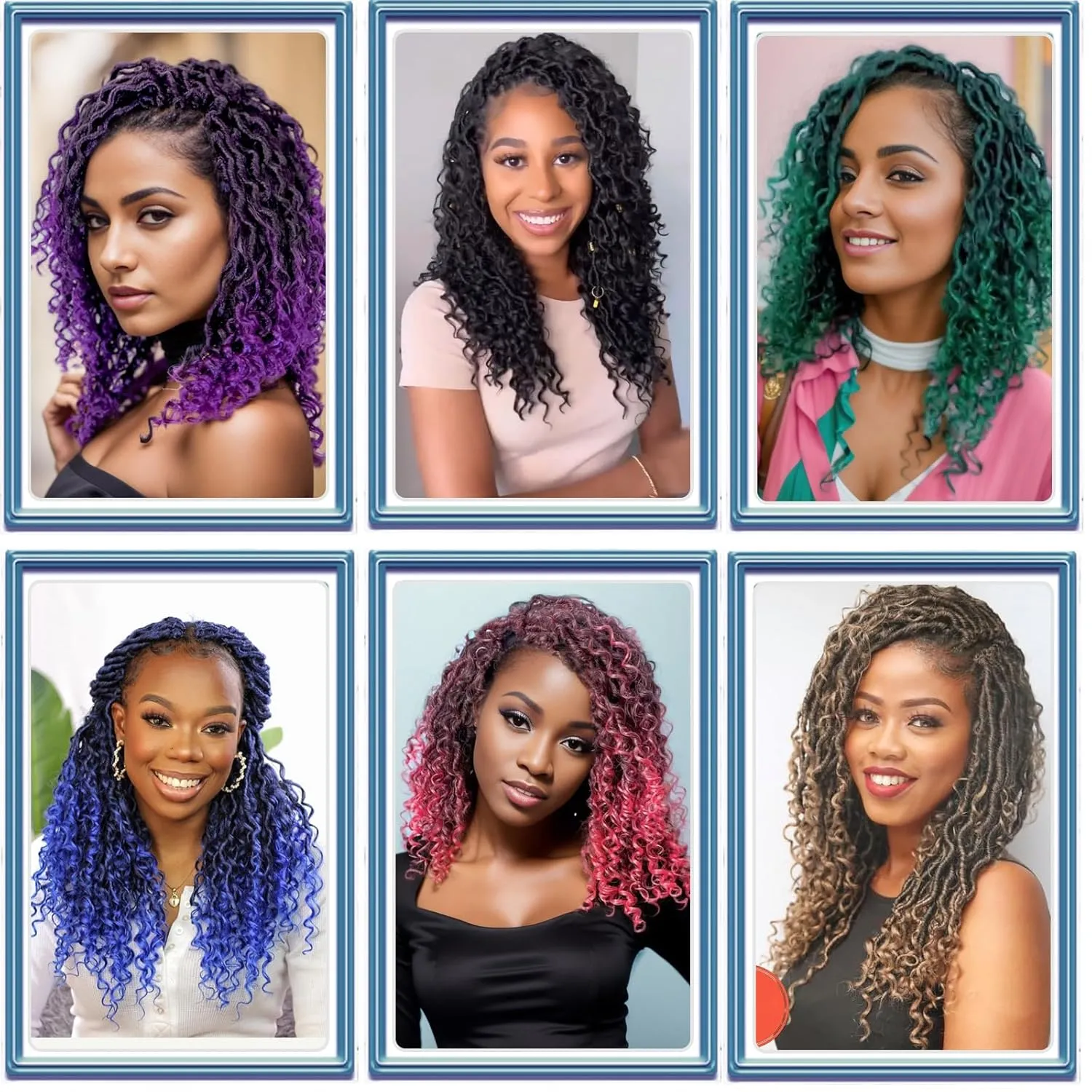 8 Packs Curly Faux Locs Crochet Hair 10 Inch Ombre Goddess Locs Crochet Braids with Curly End Pre-looped River Locs Hippie Locs Boho Style Hair Extensions(#T1B/30)