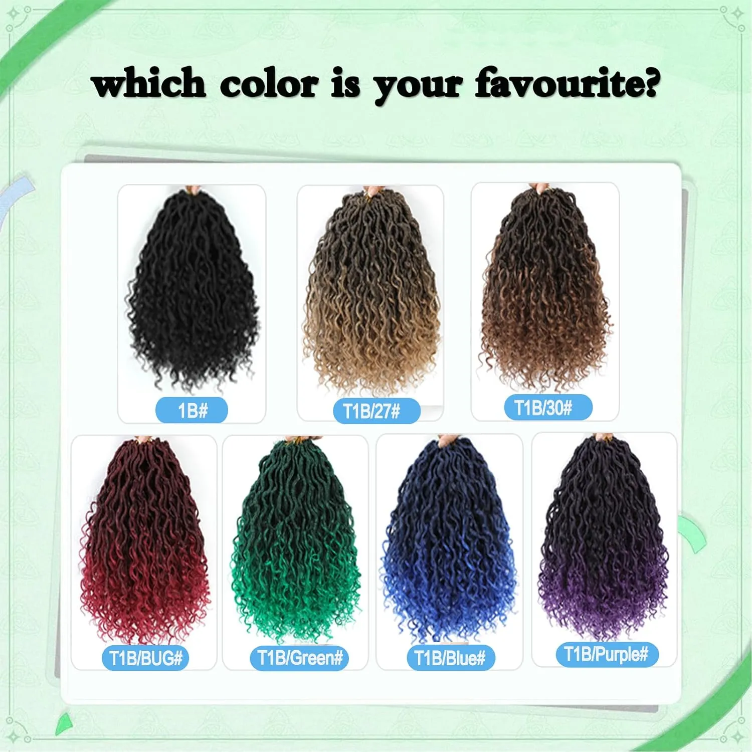 8 Packs Curly Faux Locs Crochet Hair 10 Inch Ombre Goddess Locs Crochet Braids with Curly End Pre-looped River Locs Hippie Locs Boho Style Hair Extensions(#T1B/30)