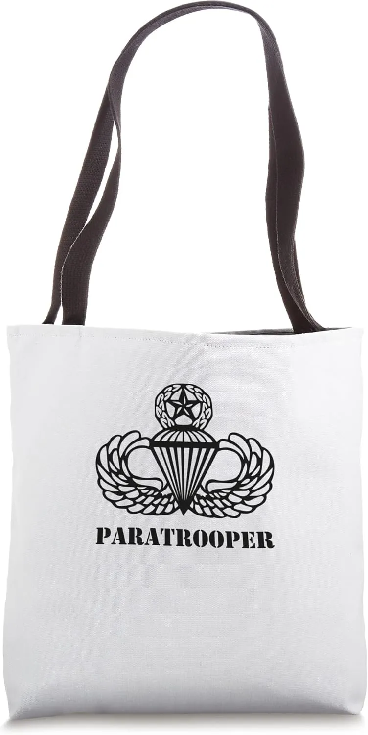 Airborne Jumpmaster Paratrooper Black Tote Bag