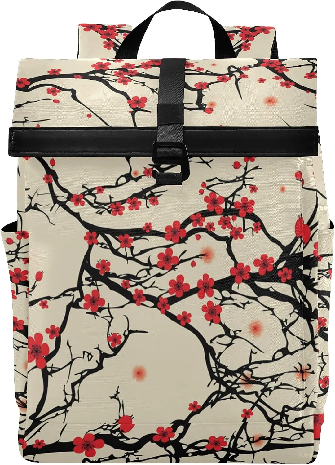ALAZA Japanese Cherry Blossom Sakura Vintage Large Laptop Backpack Purse for Women Men Waterproof Anti Theft Roll Top Backpack, 13-17.3 inch