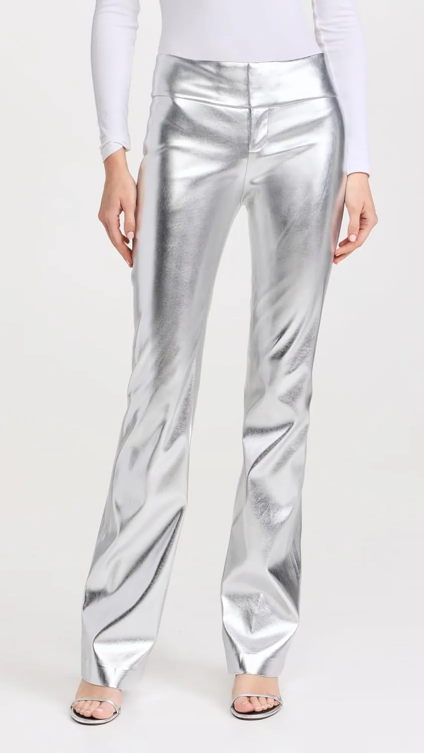 alice   olivia Women's Mame High Rise Wide Leg Faux Leather Pants