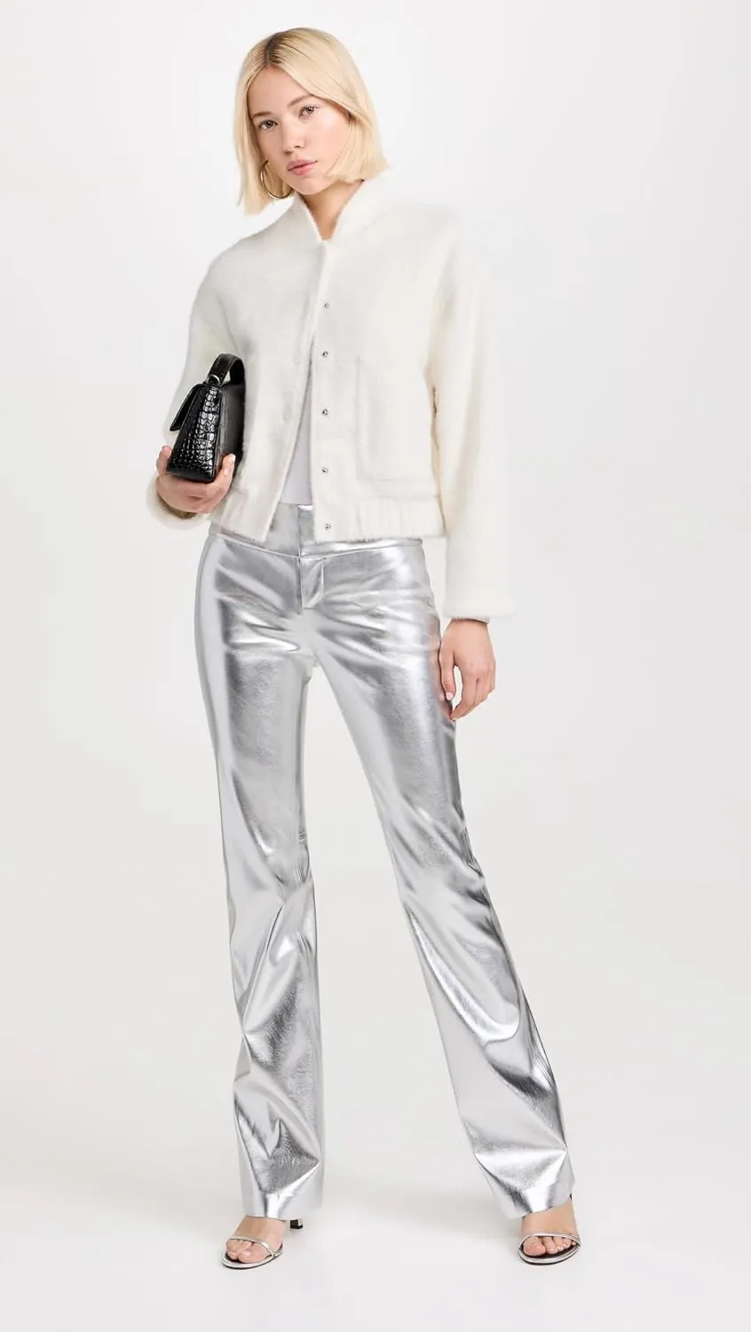 alice   olivia Women's Mame High Rise Wide Leg Faux Leather Pants