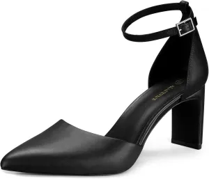 ALICEPUB Women's Detachable Bow Heels Closed Toe 3 Inch Heels Comfortable Work Dress Prom Wedding Pumps