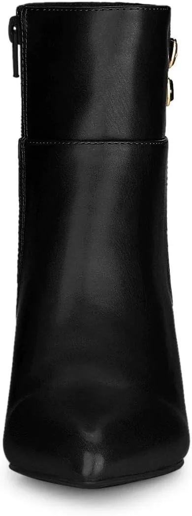 Allegra K Women's Pointed Toe Buckle Stiletto Heels Ankle Boots