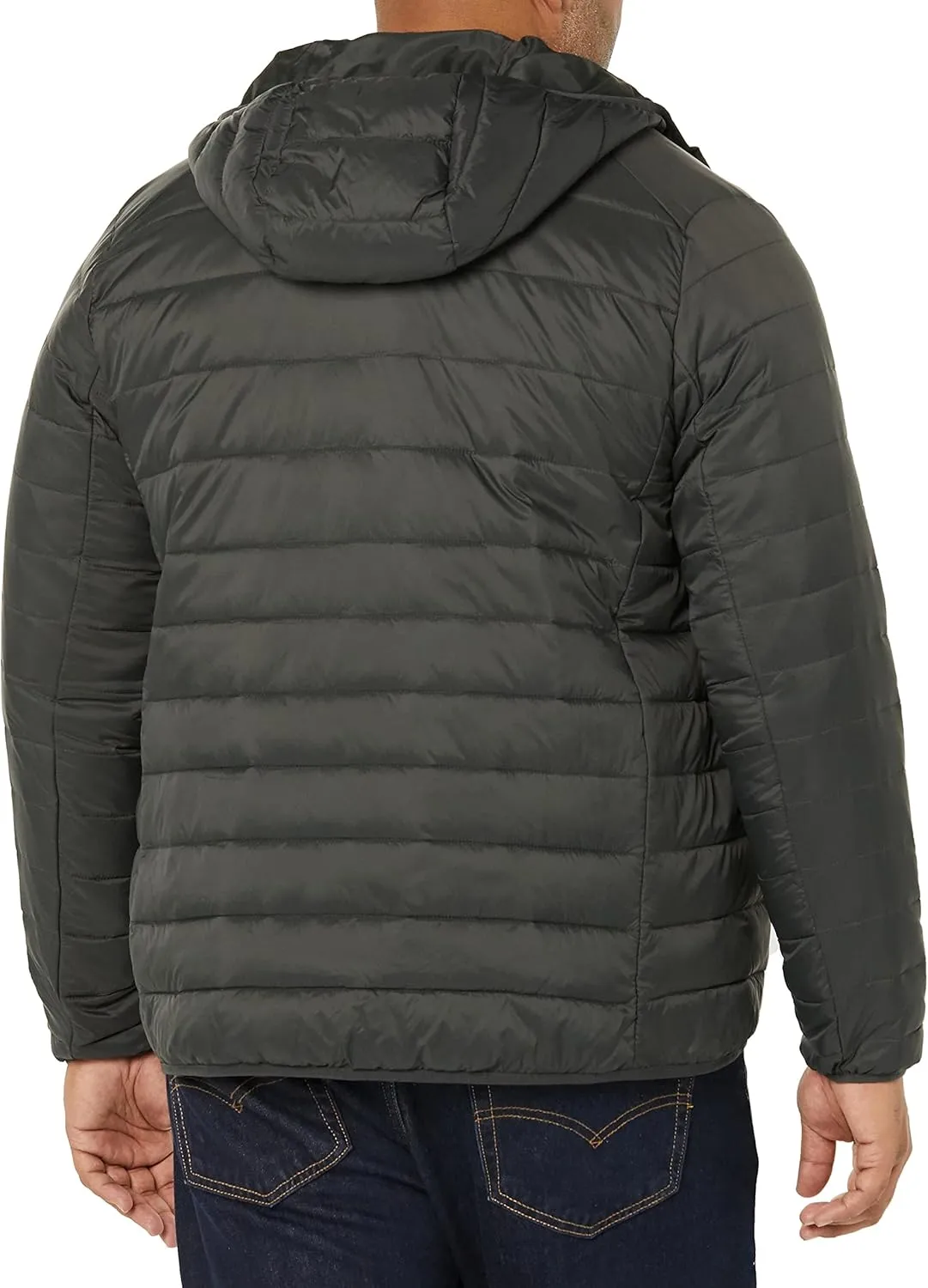 Amazon Essentials Men's Lightweight Water-Resistant Packable Hooded Puffer Jacket