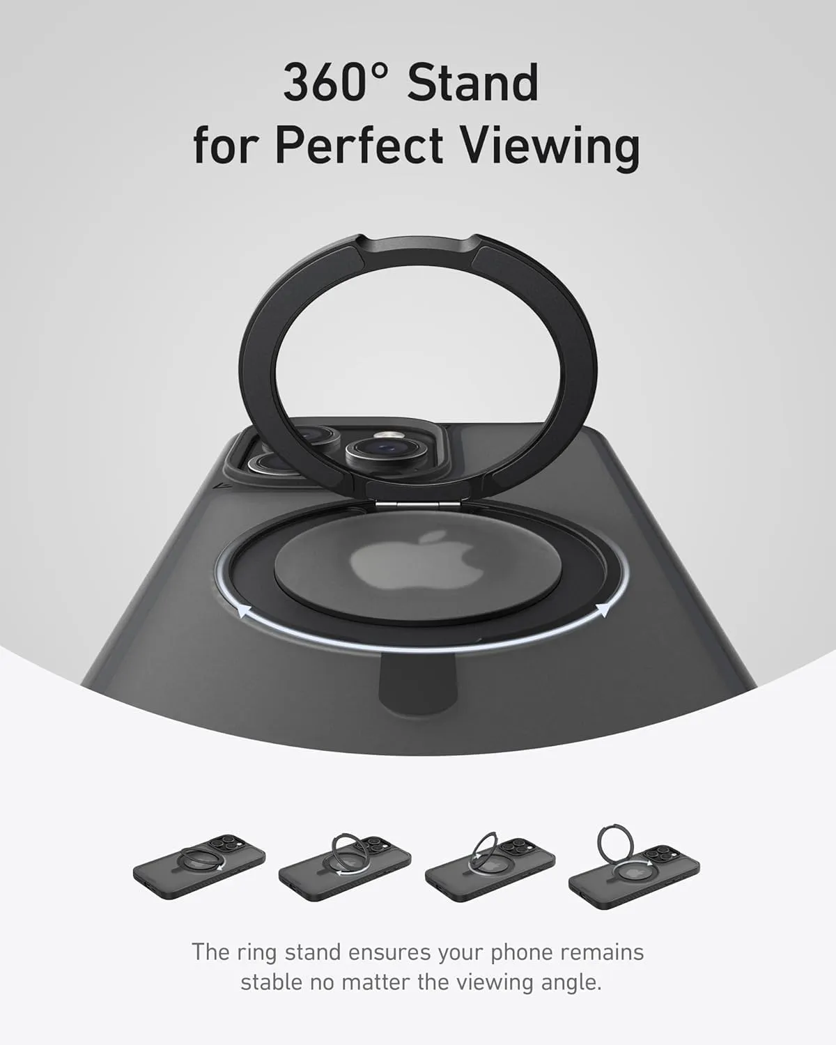 Anker Ultra Magnetic for iPhone 15 Pro Case with Sturdy 360° Ring Stand, Military-Grade Shockproof iPhone 15 Pro Kickstand Compatible with MagSafe(Black)