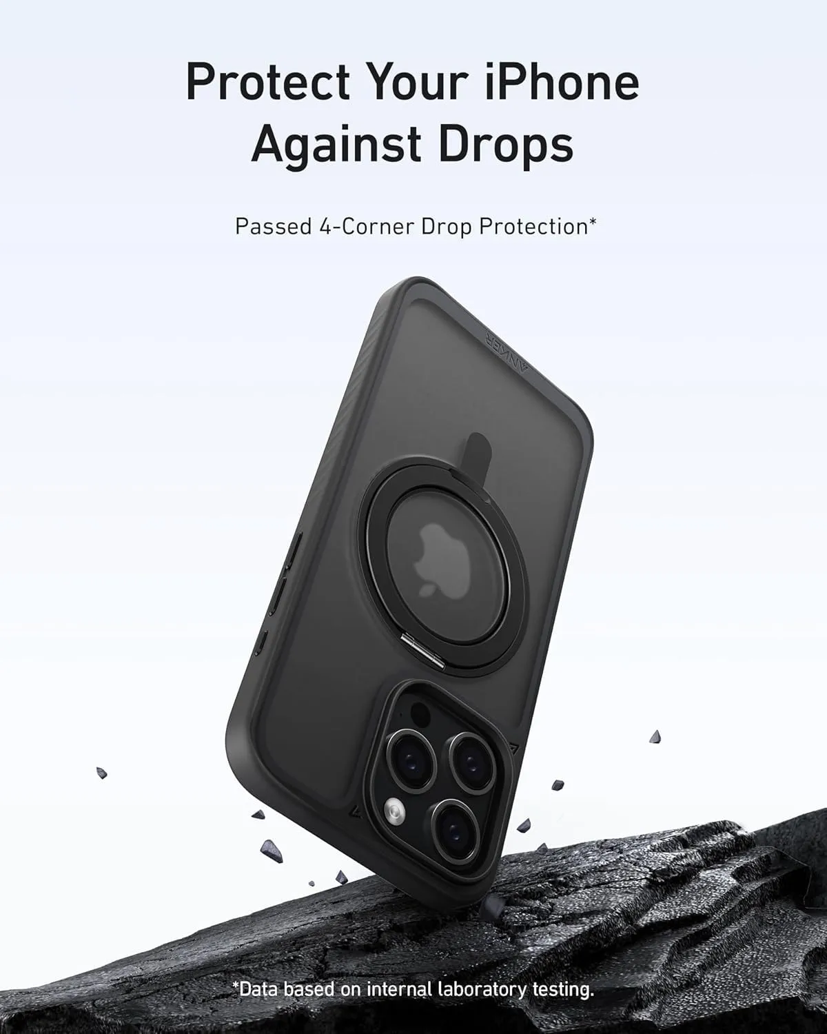 Anker Ultra Magnetic for iPhone 15 Pro Case with Sturdy 360° Ring Stand, Military-Grade Shockproof iPhone 15 Pro Kickstand Compatible with MagSafe(Black)
