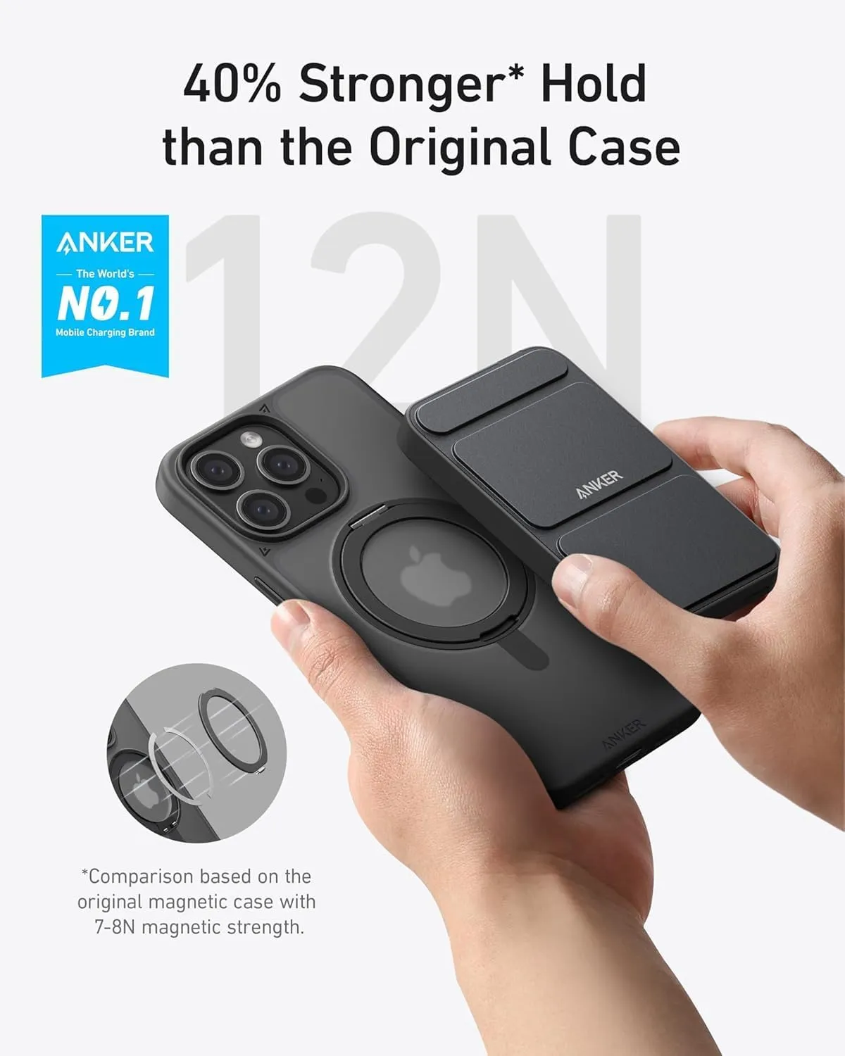 Anker Ultra Magnetic for iPhone 15 Pro Case with Sturdy 360° Ring Stand, Military-Grade Shockproof iPhone 15 Pro Kickstand Compatible with MagSafe(Black)