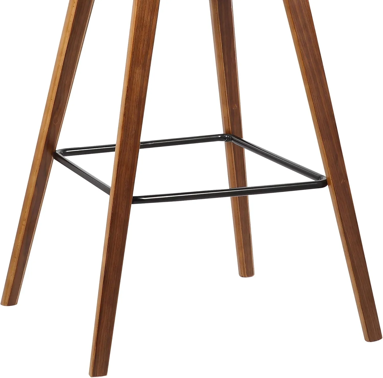 Armen Living Fox 25.5" Counter Height Brown Faux Leather and Walnut Wood Mid-Century Modern Bar Stool