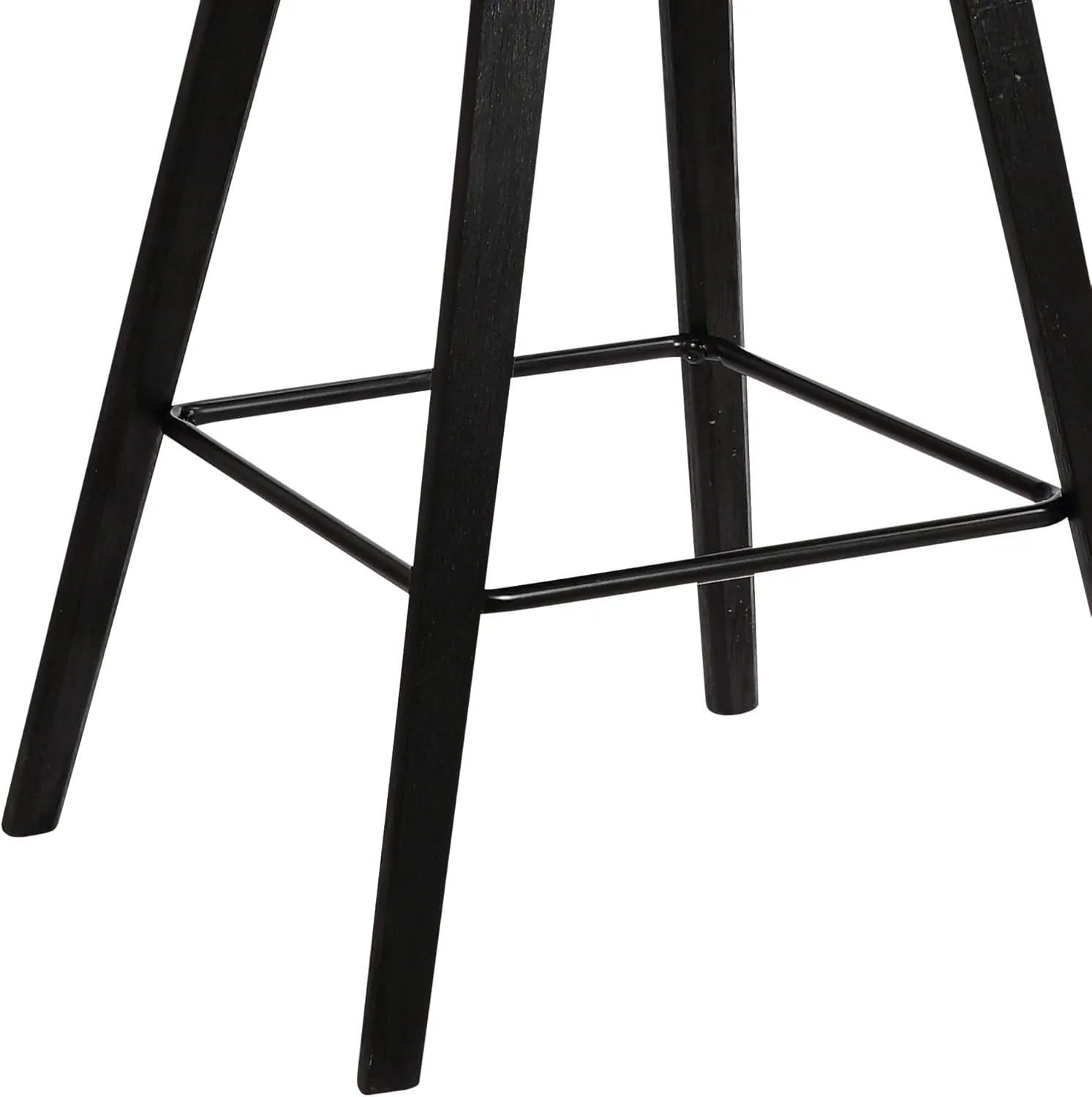 Armen Living Fox 25.5" Counter Height Grey Faux Leather and Black Wood Mid-Century Modern Bar Stool