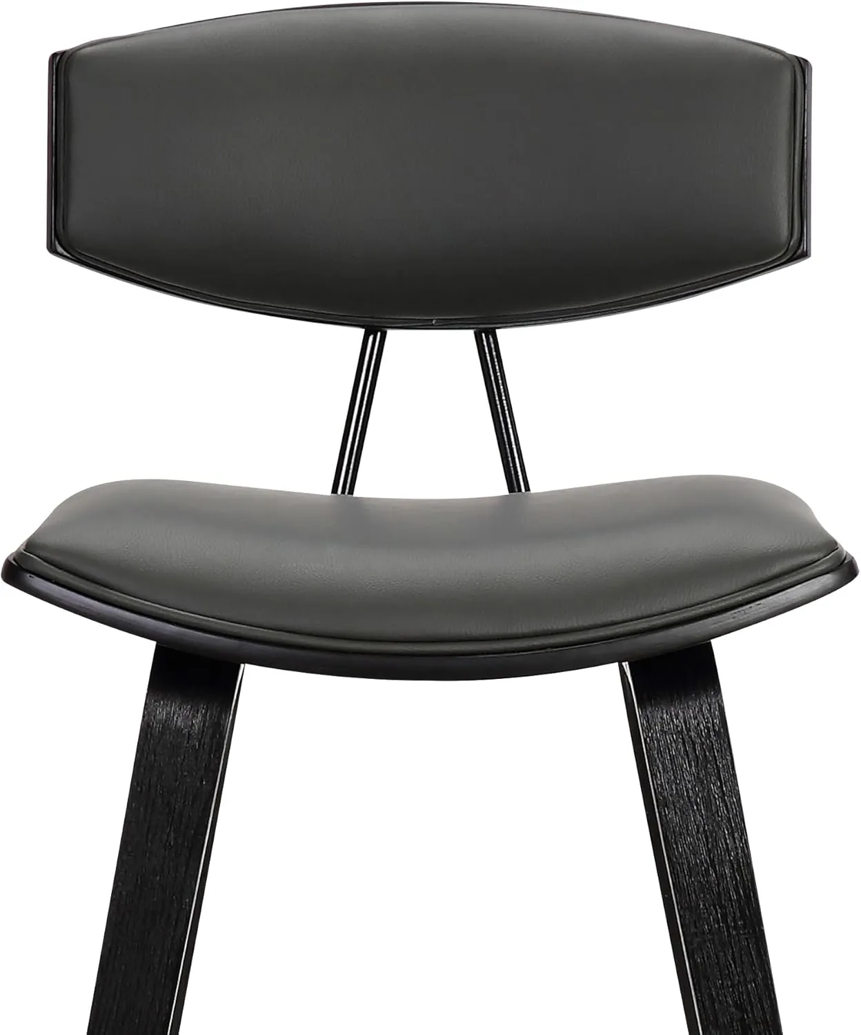 Armen Living Fox 25.5" Counter Height Grey Faux Leather and Black Wood Mid-Century Modern Bar Stool